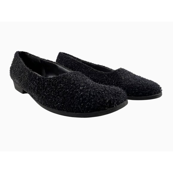 Womens 9M Witchy Black Fairy Shimmering Textured Rubber Soled Flats by 9 & Co. - Picture 4 of 12